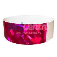 Pulseras Tyvek Holográfica Rosa (10 unidades)