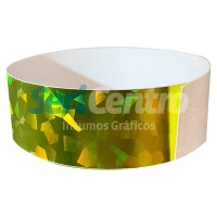 Pulseras Tyvek Holográfica Amarillo (10 unidades)