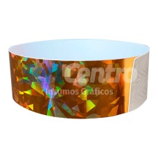 Pulseras Tyvek Holográfica Oro (10 unidades)