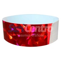 Pulseras Tyvek Holográfica Rojo (10 unidades)