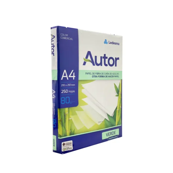 Resma Autor A4 80g verde 250 hojas papel color