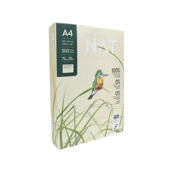 Resma NAT A4 75g papel ecológico 500 hojas caña de azúcar