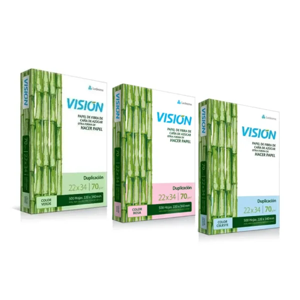 Resma Vision Oficio color verde, rosa y celeste 70g 500 hojas